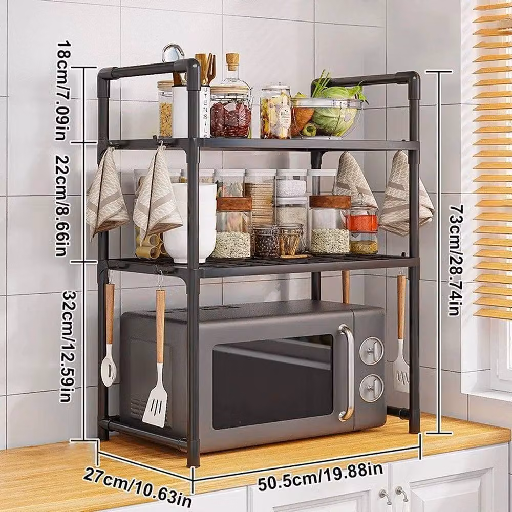 SPETLEK 3 Tier Microwave Oven Rack Stand Storage Holder in Black – 2