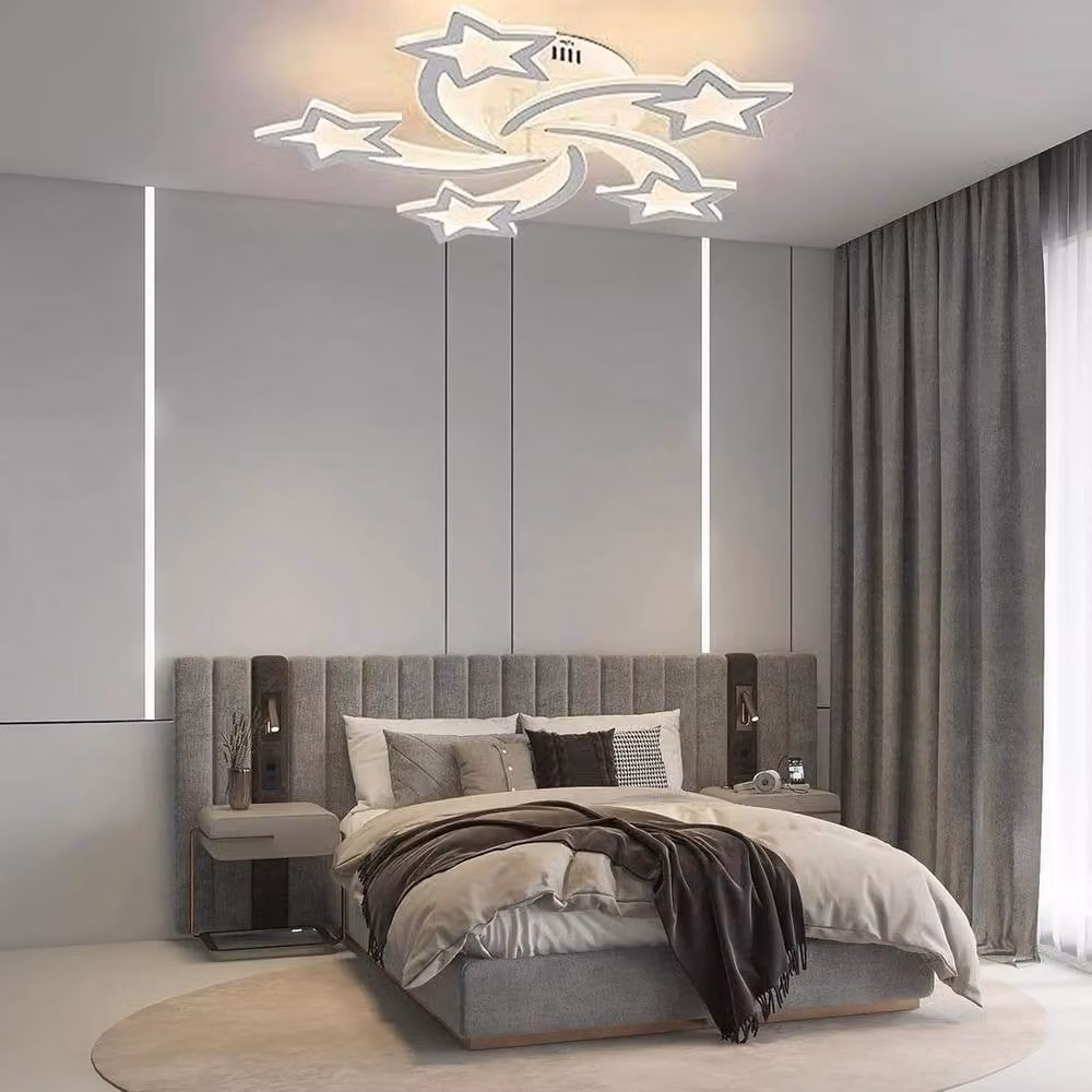EONLION 50W Star Shaped LED Ceiling Lamp with Remote Control and Dimming Function, White – 2