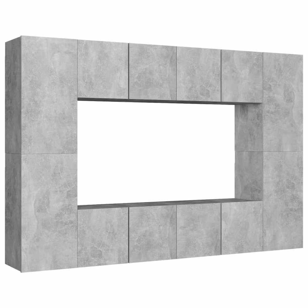 Berkfield Home 8 Piece Modern Concrete Grey Engineered Wood TV Cabinet Set – 2