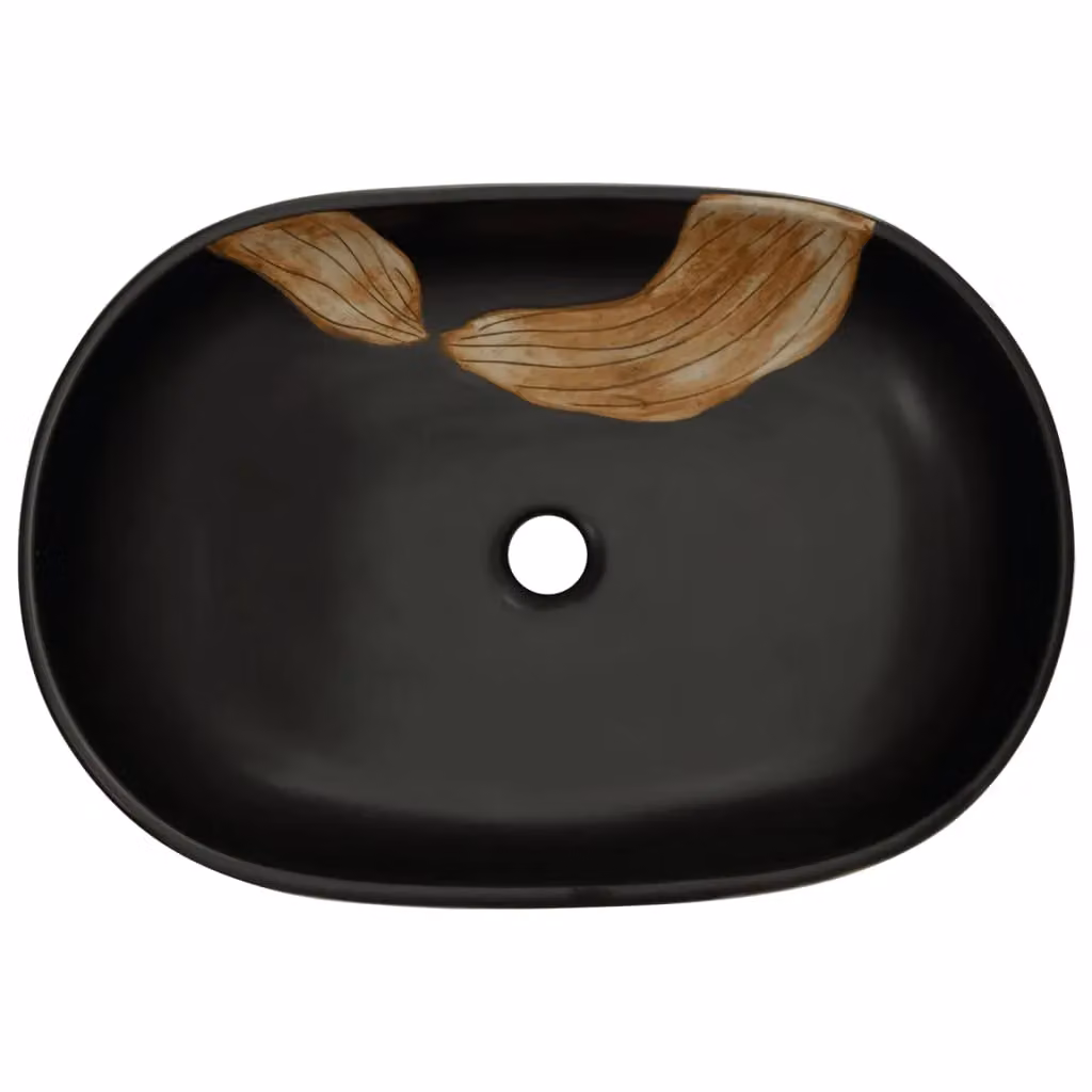 Berkfield Home Black Oval Ceramic Countertop Basin W/D/H: 59 x 40 x 14 cm – 3