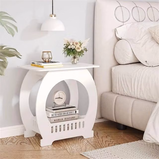 EONLION Arch Bedside Table White Drawer Cabinet