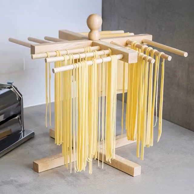 Imperia Italian Wooden Pasta Drying Stand in Brown