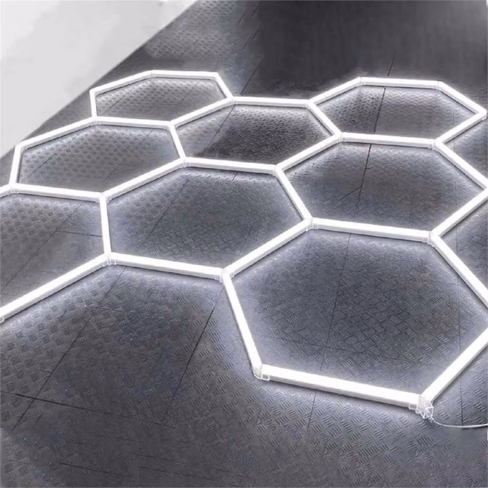 SPETLEK 14 Hexagon LED Honeycomb Ceiling Lamp in White for Garage, Workshop or Home – 5