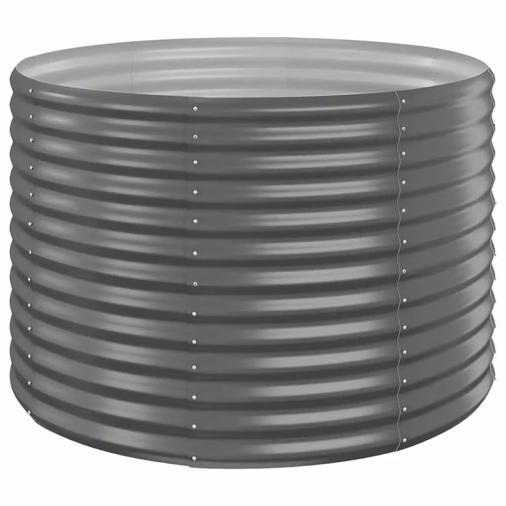 Berkfield Home Garden Grey Powder-coated Steel Raised Bed, W/D/H: 100 x 100 x 68 cm – 2