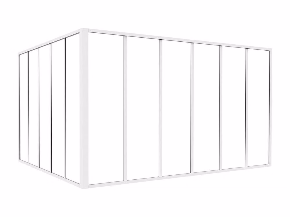 Vente-unique Corner Studio Glass Panelling in Powder-Coated Aluminium, White, W: 150 cm, L: 180 cm – 1