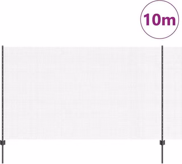 Berkfield Home Modern Welded Wire Fence with 10 U-Profile Posts, Dark Grey Steel, W: 10 m, H: 1.4 m – 1