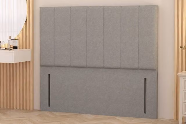 Somnior Austin Upholstered Linen Fabric Floor Standing Divan Headboard in Light Grey, Size: Small Double