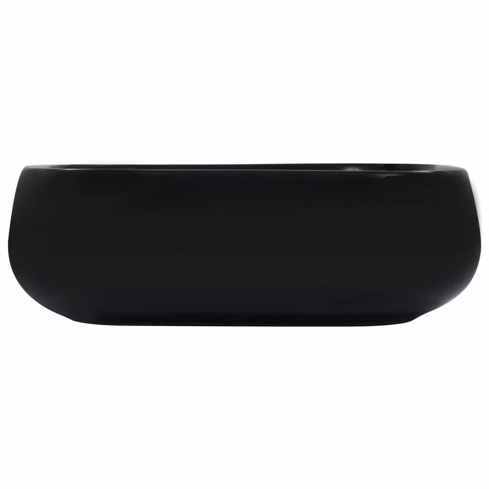 Berkfield Black Ceramic Rectangular Countertop Wash Basin W: 44.5 cm, D: 39.5 cm, H: 14.5 cm – 3
