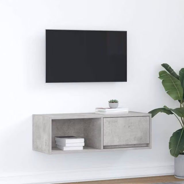 Berkfield Home TV Cabinet in Concrete Grey, W: 80 cm, D: 31 cm, H: 25.5 cm