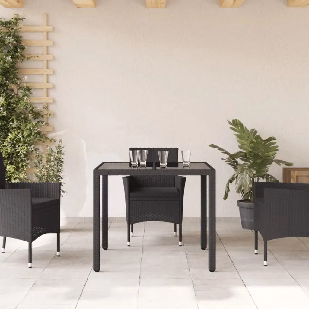 Berkfield Home Modern Garden Table with Glass Top in Black, W/D/H: 90 x 90 x 75 cm – 3