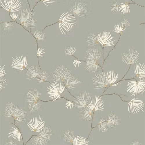Belgravia Valentino Pine Textured Heavyweight Vinyl Wallpaper in Green with Floral Botanical Design