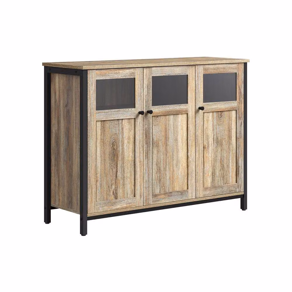Pirlo Plush Multipurpose Kitchen Sideboard Buffet Cabinet with Doors in Light Brown – 5