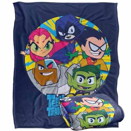 LOGOVISION Teen Titans Go Group Super Soft Silky Touch Fleece Throw Blanket, Multicolour, W: 127.0 cm, H: 152.4 cm