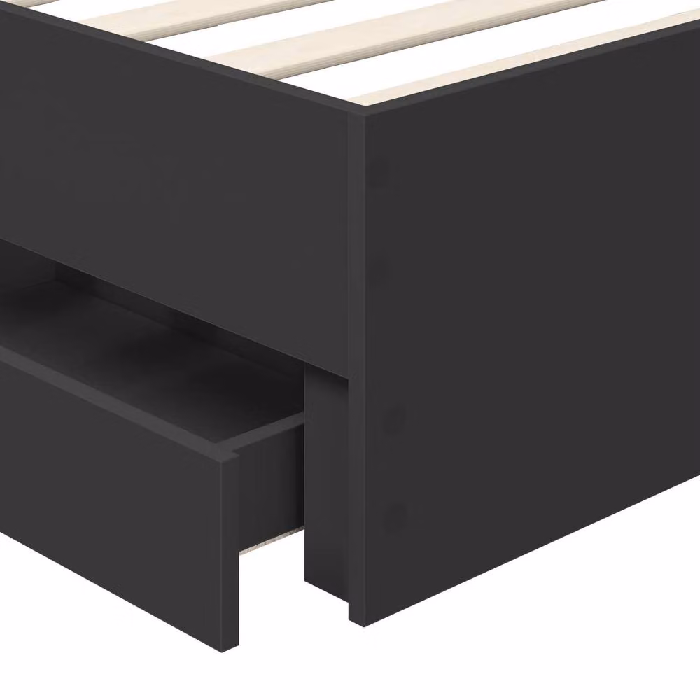 Berkfield Home Modern Bed Frame with Drawer in Black, Engineered Wood, W: 75 cm, L: 190 cm – 5