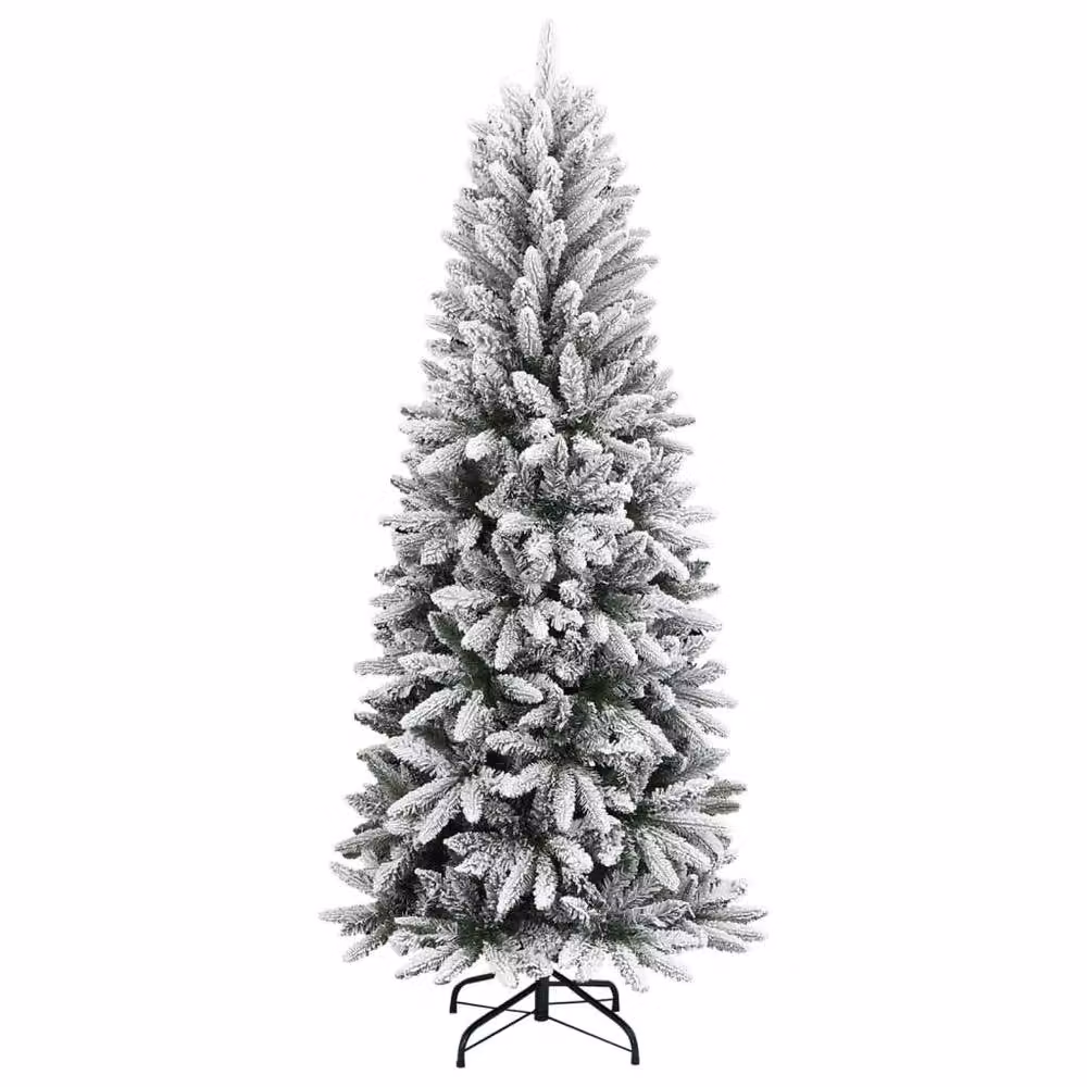 Berkfield Home Beautiful Artificial Flocked Snow Christmas Tree in White, Height: 180 cm – 3