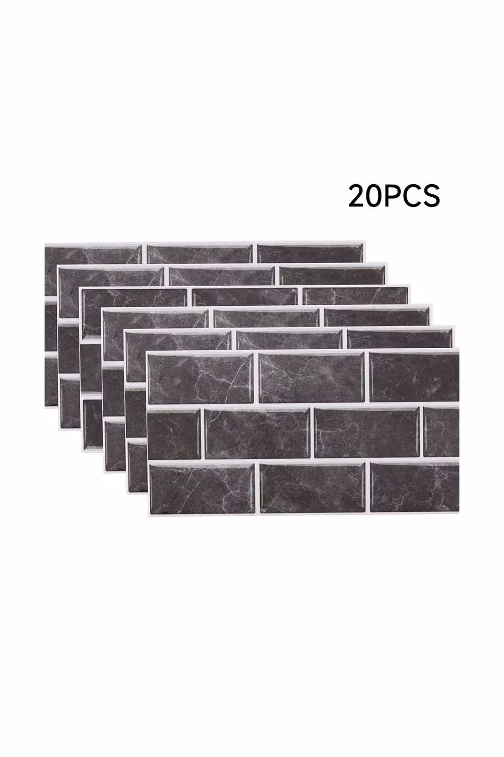 Living and Home 20-Piece Self-Adhesive Gloss Subway Tile Splashback in Dark Grey – 2