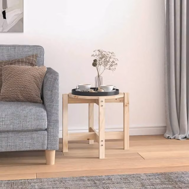Berkfield Home Round Solid Pine Coffee Table in Brown, W/D/H: 52.5 x 52.5 x 45 cm