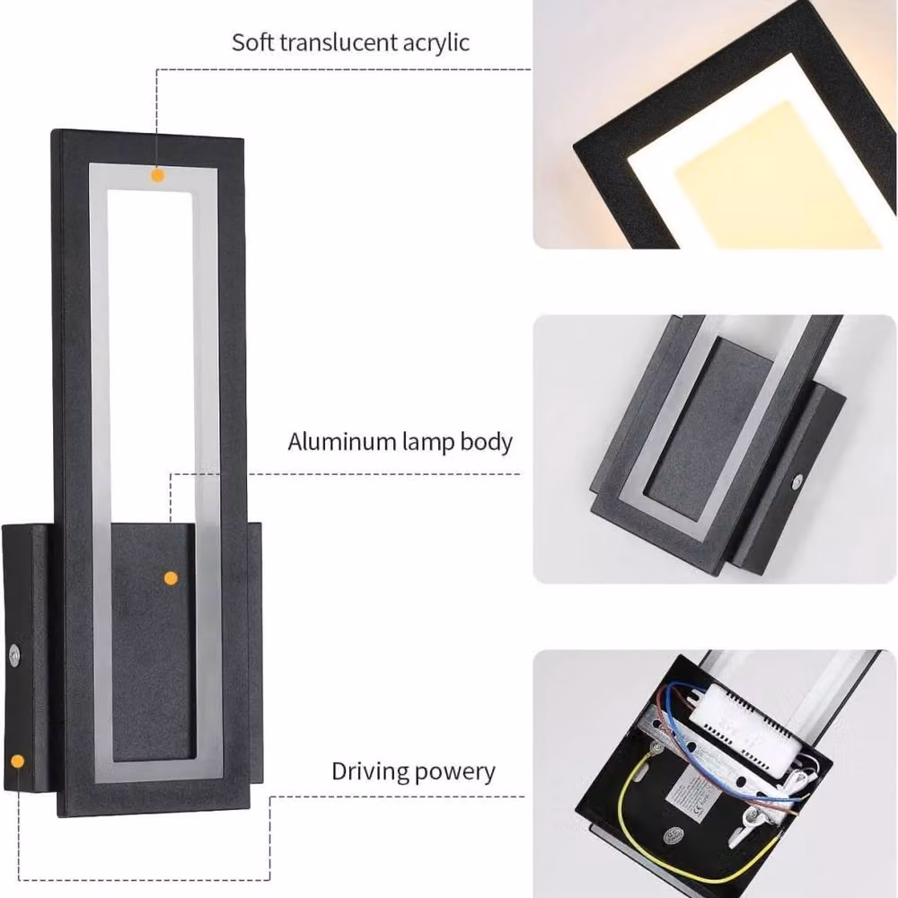 Kelvenix Modern LED Up and Down Wall Light, Black with Warm White Acrylic – 4