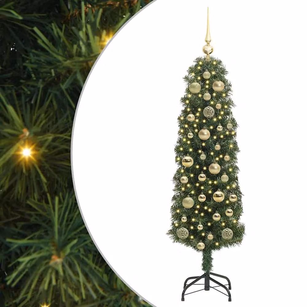 Berkfield Home Artificial Christmas Tree with 150 LEDs and Stand, Green, H 120 cm x W 38 cm x D 38 cm – 3