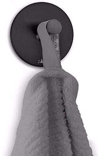 Zack Duplo Adhesive Stainless Steel Circular Towel Hook, Black – 2