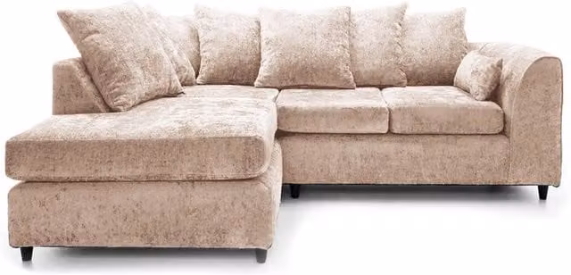 Furnishings For Less UK Monaco Chenille Fabric 3 to 4 Seater L Shaped Corner Sofa, Left Hand Facing, Beige