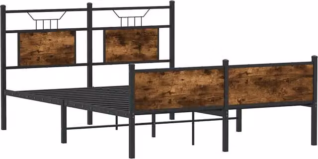 Berkfield Home Durable Bed Frame with Drawers in Smoked Oak and Brown, W/D/H: 140 x 190 cm – 1