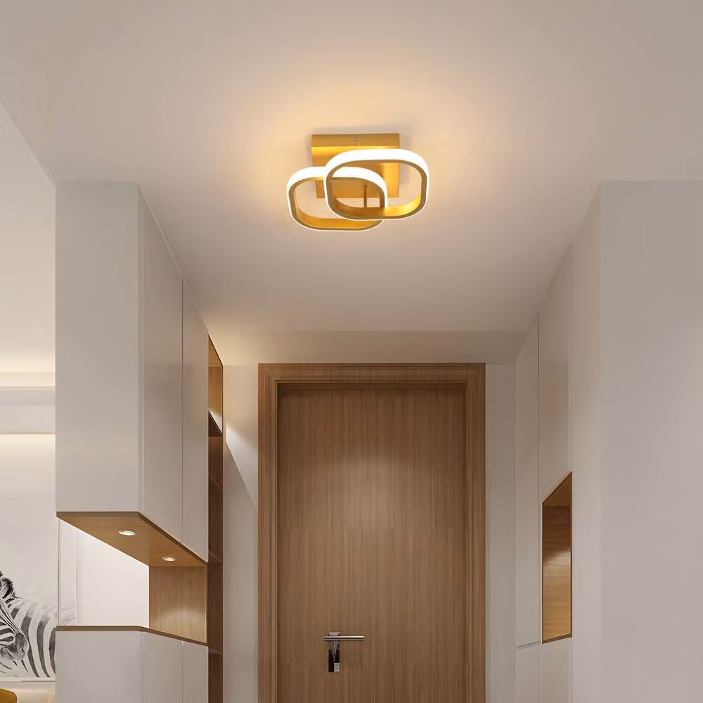 Pheashine Gold Double Square LED Ceiling Light, 22W, 3000K Warm White, W/D/H: 23 x 23 x 23 cm – 2