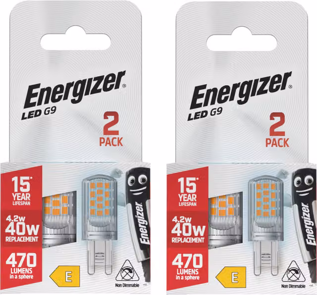 Energizer G9 LED Capsule Light Bulb, 470lm, 6500K Cool White Daylight, Transparent