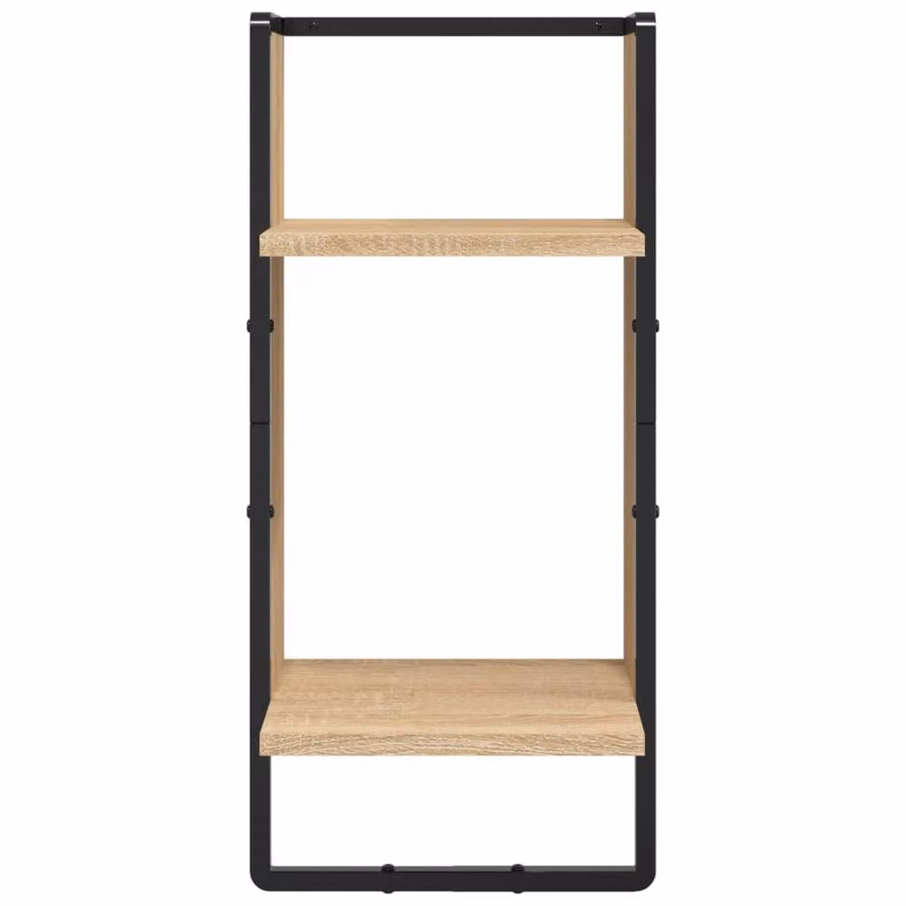 Berkfield Home 6 Piece Wall Mounted Shelf Set with Hanging Rods in Sonoma Oak Brown – 5