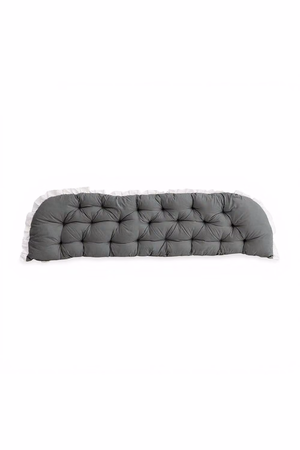 Living and Home Ruffled Tufted Princess-Style Bed Backrest Pillow in Dark Grey – 5