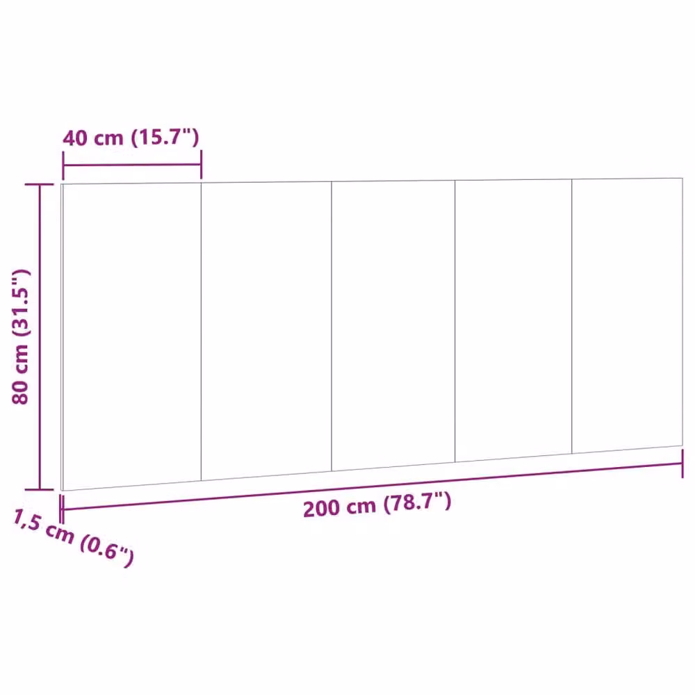 Berkfield Home Stylish Bed Headboard in Brown Old Wood, W: 200 cm, D: 1.5 cm, H: 80 cm – 4
