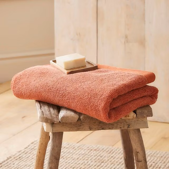 Drift Home Abode Terracotta Cotton Bath Sheet, 600GSM, W: 90 cm, H: 150 cm