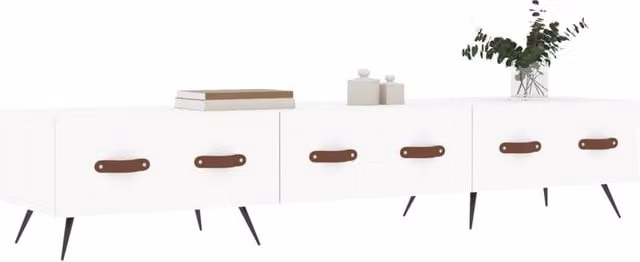Berkfield Home Mid Century White TV Cabinet in Engineered Wood W/D/H: 150 x 36 x 30 cm – 1