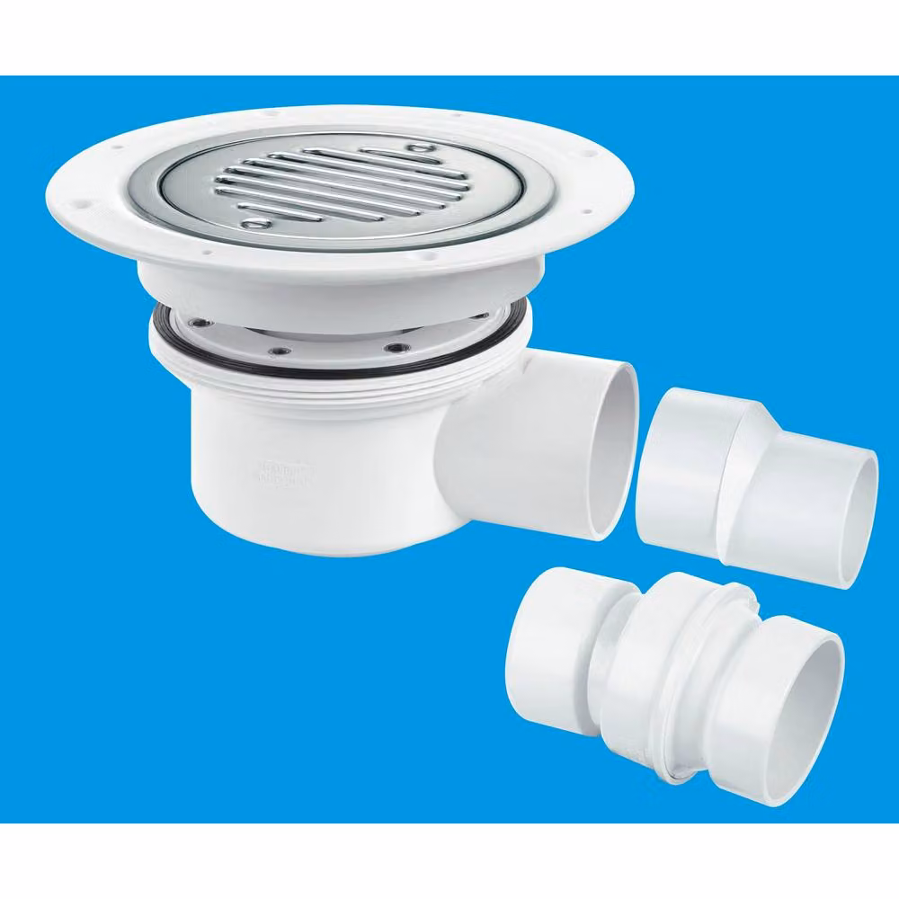McAlpine TSG52SS-SL-SC Two-Piece 50mm White Plastic Water Seal Trapped Gully with Clamp Ring and 2 inch Reducer – 2