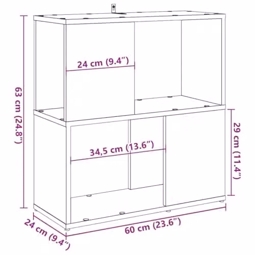 vidaXL Book Cabinet in Old Wood Brown, W/D/H: 60 x 24 x 63 cm – 2
