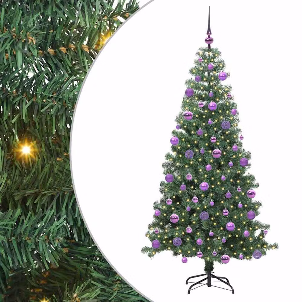 Berkfield Home Green PVC Christmas Tree with 300 LEDs and Stand, Height: 240 cm – 1