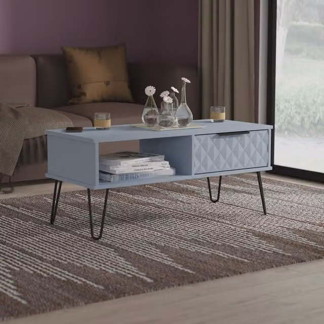 2 U Islay 1 Drawer Coffee Table in Light Blue and Black
