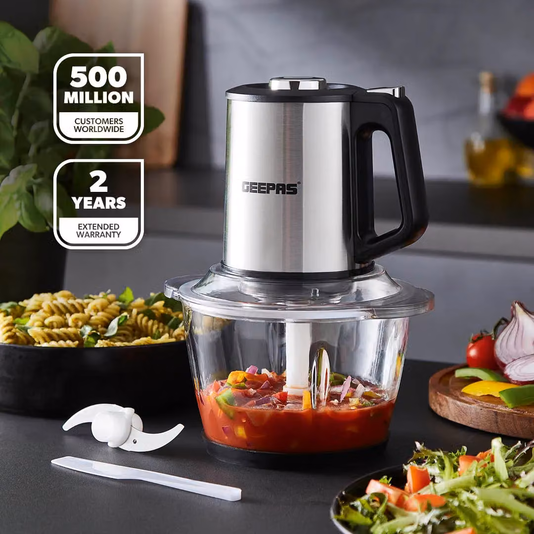 Geepas 500W Food Processor with 1.2L Glass Jar and 2 Speeds in Black – 2
