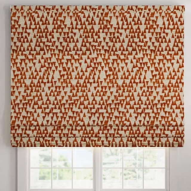 Ante Decor Hermes Made To Measure Roman Blind in Cream Brick with Orange Graphic Blackout Textile