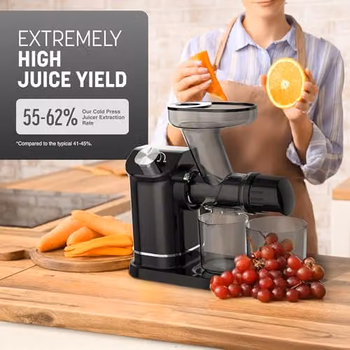 Keplin Slow Masticating Juicer Machine with 7-Stage Auger in Black – 6