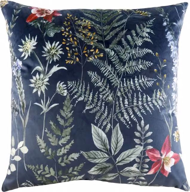 Make it a Home Eden Trail Floral Square Velvet Cushion, Multicolour with Polyester and Feather Filling