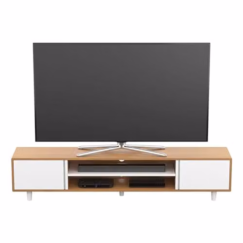 AVF Large White Wood TV Cabinet with Adjustable Soundbar Shelf, W: 200 cm – 1