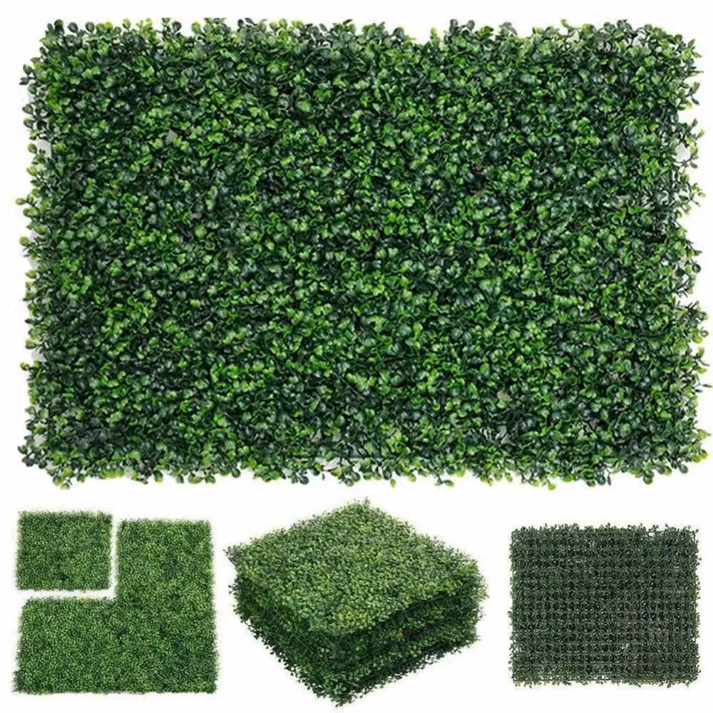 VOGREX 6-Piece Green Faux Grass Wall Decor Hedge Panels, W: 60 cm, H: 40 cm – 4