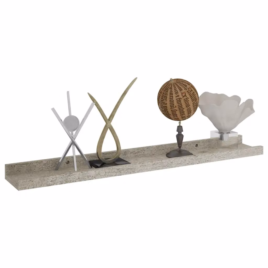 Berkfield Home Wall Mounted Shelves, 2 Pack, Grey, W: 60 cm, D: 9 cm, H: 3 cm – 2
