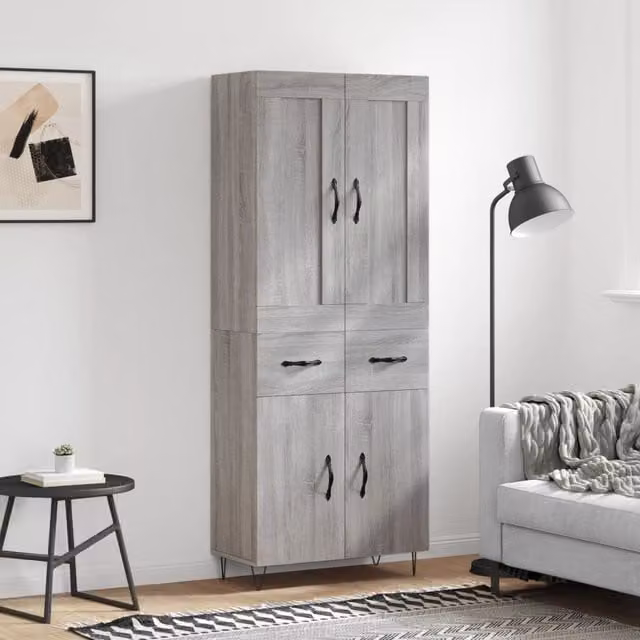 Berkfield Home Grey Sonoma Highboard, H 180 x W 69.5 x D 34 cm – 1