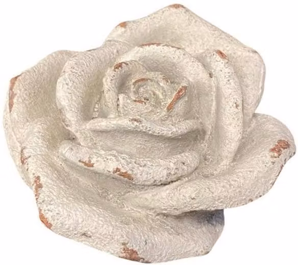 Minster Small Decorative Floral Flower Ornament in Beige and White, W: 11 cm, D: 11 cm, H: 5 cm