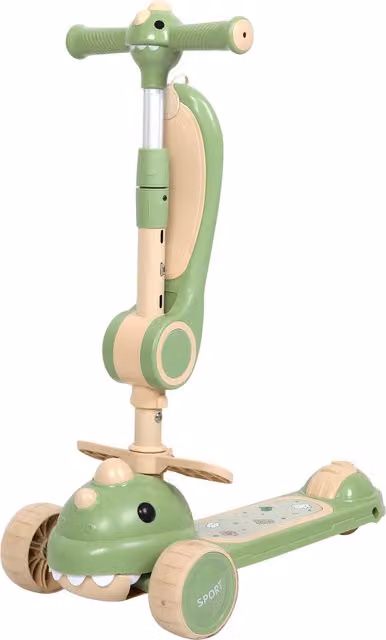 Dekko Foldable and Height Adjustable Kids Scooter in Green and White