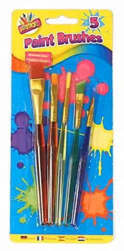 Art Box Assorted Paint Brushes, Multicolour, 5 Pack