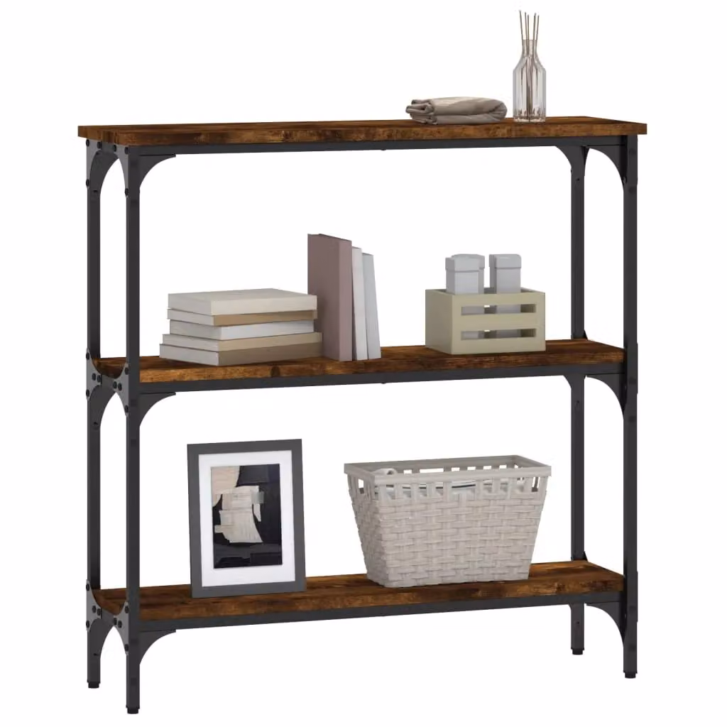 Berkfield Home Smoked Oak Console Table, Brown, W/D/H: 75 x 22.5 x 75 cm – 3