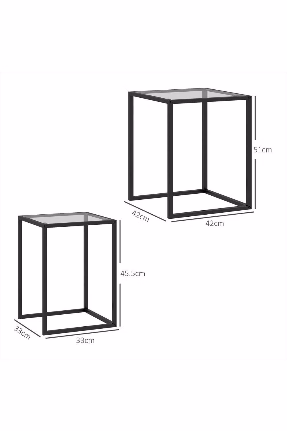 ERGOVEXA Nesting Side End Tables Set of 2 with Tempered Glass, Black – 2